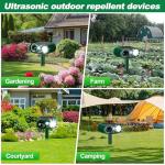 4-Pack Solar Ultrasonic Animal Repeller with Strobe