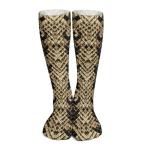 PPIKTC Girls Women Non Slide Compression Socks Moisture Control for Cycling Skiing Sports Winter Warm Thigh High Stockings, Cool Snake Skin Stockings