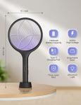 YISSVIC Electric Fly Swatter 4000V Bug Zapper Racket Dual Modes Mosquito Killer with Purple Mosquito Light Rechargeable for Indoor Home Office Backyard Patio Camping (Black-1 Pack)
