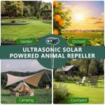 2Pack 2026 Ultrasonic Animal Repellent Outdoor Deer Repellent Devices Solar Animal Repeller Motion Activated Deterrent to Scare Cat Squirrel Rabbit Raccoon Skunk with LED Flash Lights for Yard Lawn