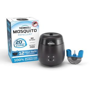 Thermacell E55 E-Series Rechargeable Mosquito Repeller with 20’ Mosquito Protection Zone; Graphite; Includes 12-Hr Repellent Refill; Bug Spray Alternative; Scent Free; No Candle or Flame
