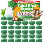 Rodent Mole Repellent for Indoor Outdoor - Peppermint Essential Oil Extra Strength for Mice Rat Mouse Bug Spider Roach Repellent Pouches, Moth Balls Pest Control Natural Home Safe 32 Packs