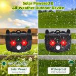 2025 Solar Nocturnal Animal Repeller Predator Control Light Coyote Repellent Devices with Ultrasound&LED Lights Outdoor Night Guard Animal Predator for Dog,Cat from Chicken Coop Yard Farm (4PACK)