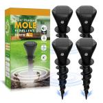 Solar Powered Mole Repellent for Lawns, 8 Packs Ultrasonic Vole Repeller Outdoor, IP 65 Waterproof Outdoor Ultrasonic Mole Deterrent Get Rid of Gopher Vole Skunk Groundhog Snake in Garden Yard Lawn