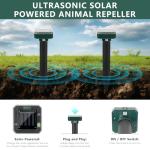 Mole Repellent Solar Powered, 8 Pack Waterproof Ultrasonic Deterrent Gopher Vole Repellent Outdoor, Repellent Rat, Squirrel, Skunk, Mole for Lawns Garden Yard