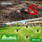 Solar Powered Mole Repellent for Lawns, 8 Packs Ultrasonic Vole Repeller Outdoor, IP 65 Waterproof Outdoor Ultrasonic Mole Deterrent Get Rid of Gopher Vole Skunk Groundhog Snake in Garden Yard Lawn