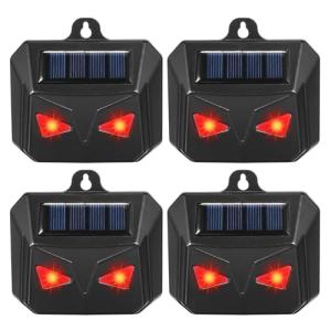 Solar Nocturnal Animal Repellent Outdoor 4 Pack Predator Eyes Coyote Deterrent Skunk Repellent for Yard with Red LED Lights for Deer Fox Raccoon Animal Repeller Device for Chicken Coop Farm Garden
