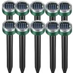 Mole Repellent 10 Pack, Animal Repeller Solar Powered Snake Ultrasonic Gopher Deterrent, Outdoor Waterproof Vole Vibration Stakes,Sonic Spike for Rodent Groundhog Snake Chipmunk