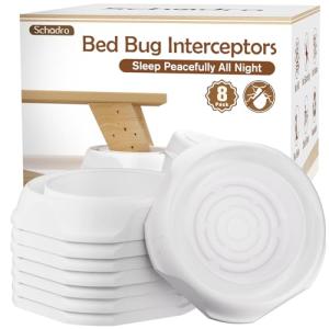 Bed Bug Interceptors, 8 Pack Bed Bug Traps, Insect Detector for Bed, Sofa & All Furniture, 24/7 Monitor, 360° Protection for Your Family's Peaceful Sleep, White