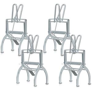 4 Pack Mole Traps That Kill Best, Mole Trap Easy to Set, Galvanized Steel Gopher Traps for Lawns, Reusable Quick Capture Gopher Hawk Vole Trap Outdoor Use