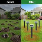 Solar Powered Mole Repellent, Ultrasonic Outdoor Pest Repellent Stakes - Repels Voles, Groundhogs, Snakes & Rodents - Garden Pest Control Device, Safe for Pets – 10 Pack