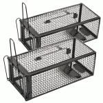 Anyhall 2-Pack Rat Traps Humane Live Mouse Vole Chipmunk Trap Cage for Indoors and Outdoors (Black)