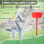 Rust-Proof Scissor Mole Traps - 2 Pack