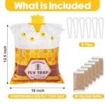 6 Pack Outdoor Fly Traps with Bait Bags
