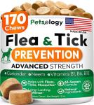 Flea and Tick Prevention for Dogs Pills - Natural Dog Flea & Tick Control - 170 Soft Chewables - Oral Defense Treatment for Dogs Supplement - Vet Formulated Chews - All Breeds & Ages - Made in USA