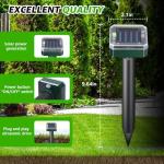Mole Repellent Solar Powered Waterproof Outdoor Chipmunk Deterrent Solar Mole Repellent Ultrasonic for Gopher Vole Rat Squirrel Skunk Garden Yard Lawn Pest Control