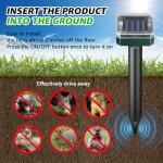 Mole Repellent Solar Powered Waterproof Outdoor Chipmunk Deterrent Solar Mole Repellent Ultrasonic for Gopher Vole Rat Squirrel Skunk Garden Yard Lawn Pest Control