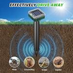 Mole Repellent Solar Powered Waterproof Outdoor Chipmunk Deterrent Solar Mole Repellent Ultrasonic for Gopher Vole Rat Squirrel Skunk Garden Yard Lawn Pest Control