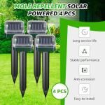 Mole Repellent Solar Powered Waterproof Outdoor Chipmunk Deterrent Solar Mole Repellent Ultrasonic for Gopher Vole Rat Squirrel Skunk Garden Yard Lawn Pest Control