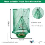 4 Pack Ranch Fly Traps Outdoor Hanging, Reusable Stable Fly Hunter Catcher Cage with Food Bait Tray, Flies Control Killer Repellent for Barn, Orchard, Farm, Horse, Patio