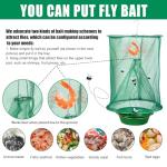 4 Pack Ranch Fly Traps Outdoor Hanging, Reusable Stable Fly Hunter Catcher Cage with Food Bait Tray, Flies Control Killer Repellent for Barn, Orchard, Farm, Horse, Patio