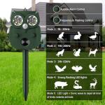 Animal Repellent Outdoor Solar Powered, Ultrasonic Deer Squirrel Skunk Rabbit Rodent Dog Deterrents Waterproof Animal Repeller, Pest Control for Gardens, Deter Mice, Snake, Squirrels, Rodents