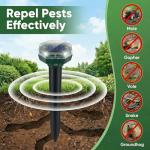 Mole Repellent Solar Powered, 4 Pack Ultrasonic Gopher Repeller, Waterproof Outdoor Pest Repellent for Moles, Gophers, Voles, Skunks in Yard, Lawn, and Garden