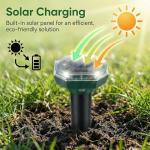 Mole Repellent Solar Powered, 4 Pack Ultrasonic Gopher Repeller, Waterproof Outdoor Pest Repellent for Moles, Gophers, Voles, Skunks in Yard, Lawn, and Garden