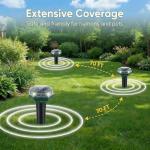 Mole Repellent Solar Powered, 4 Pack Ultrasonic Gopher Repeller, Waterproof Outdoor Pest Repellent for Moles, Gophers, Voles, Skunks in Yard, Lawn, and Garden