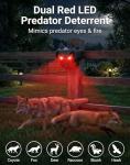 4 Pack Solar Nocturnal Animal Repeller with Dual Red LED Lights, Humane Coyote Deterrent for Fox Raccoon Skunk Deer, Waterproof Predator Lights for Chicken Coop, Farm & Garden