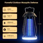 Bug Zapper Outdoor & Indoor, Cordless Portable Mosquito Zapper with Automatic Mode, 4200V High Powered Mosquito Repellent, Electric Fly Zapper for Camping,Outside,Patio,Backyard,Garden