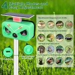 Solar Animal Repeller Ultrasonic,Cat Repellent Outdoor with Motion Detection and LED Flashing Light and Sound,Waterproof Ultrasonic Deer Repellent Repel Dog,Squirrel,Deer, Raccoon,Skunk,Rabbit