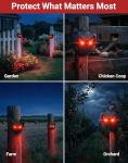 4 Pack Solar Nocturnal Animal Repeller with Dual Red LED Lights, Humane Coyote Deterrent for Fox Raccoon Skunk Deer, Waterproof Predator Lights for Chicken Coop, Farm & Garden