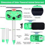 Solar Animal Repeller Ultrasonic,Cat Repellent Outdoor with Motion Detection and LED Flashing Light and Sound,Waterproof Ultrasonic Deer Repellent Repel Dog,Squirrel,Deer, Raccoon,Skunk,Rabbit