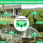 Solar Animal Repeller Ultrasonic,Cat Repellent Outdoor with Motion Detection and LED Flashing Light and Sound,Waterproof Ultrasonic Deer Repellent Repel Dog,Squirrel,Deer, Raccoon,Skunk,Rabbit