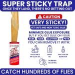 Fly Strips Indoor Sticky Hanging 48pk with Pins. Non Toxic Outdoor Fly Trap Indoor for Home. Flies Tape Paper Trap Ribbon Roll for House Gnat Fruit and Housefly. Bug Catchers for Inside Home Flypaper.