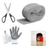 Klfte Steel Wool for Mice Control, 3.2" x12 ft Wool, Gap Filler for Home & Garage, DIY Bundle with Gloves & Scissors - 1 Pack