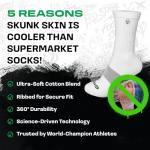 SKUNK SKIN Odorless Crew Socks Men Women Moisture Wicking Work Athletic Boot Training Socks Black White