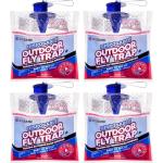 Fly Traps Outdoor Fly Trap for Patio. 4 Non-Toxic Pre-Baited Flies Bags Outdoor Disposable. Hanging Bug Catchers for All Filth Flies Killer for Outside Bug Control in Yard Horse Ranch Trash Can.