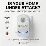 RX-78, Ultrasonic Pest Control Repeller - Electronic & Ultrasound, Indoor Plug-in Repellent - Get rid of - Rodents, Mice, Squirrels, Bats, Insects, Bed Bugs, Ants, Fleas, Spiders, Roaches (2Pack)