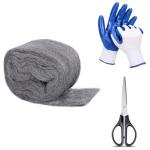 Apalie 1Pack Steel Wool for Mice Control 3.2" x10.5 ft Wool, Gap Filler for Home & Garage, DIY Bundle with Gloves & Scissors