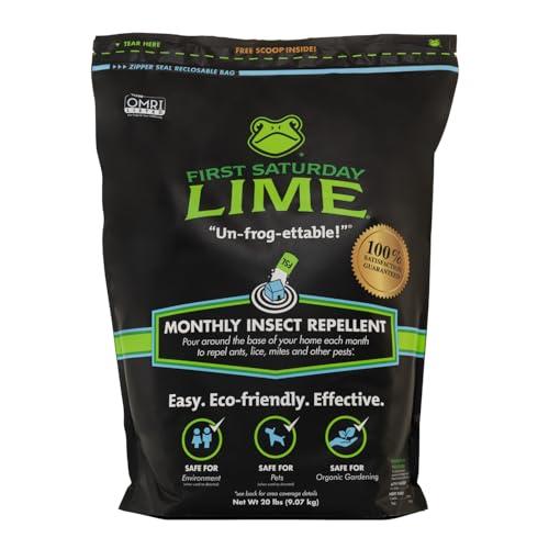 First Saturday Lime Insect Deterrent-20LB Bag| Monthly Insect Shield| Multi-Purpose Insect Control for Outdoors| Prevents Ants & Other Insects