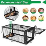 2 Packs Humane Rat Trap Outdoor Mouse Traps Indoor Use, Rodent Chipmunk Traps for Small Live Animal Catch and Release - Black