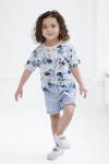Disney Minnie Mouse Toddler Girls T-Shirt and Chambray Shorts Outfit Set Off White/Blue Ruffle Shorts 5T