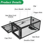 2 Packs Humane Rat Trap Outdoor Mouse Traps Indoor Use, Rodent Chipmunk Traps for Small Live Animal Catch and Release - Black