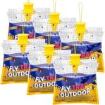Disposable Fly Traps 6 Pack Bags Outdoor, Flies Catcher Traps with Natural Pre-Bait Refill Repellent, Reusable Stable Horse Ranch Trapper Outdoor Hanging Fly Killer Helps Control Flies