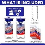 2 Reusable Outdoor Fly Traps with Bait Refills