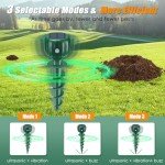 Solar-Powered Mole Repellent - 4 Pack, Waterproof