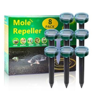 8PK Solar-Powered Ultrasonic Mole and Gopher Repellent