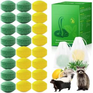 24Pack Powerful Skunk Repellent for Outdoor Use, Natural Keep Skunk and Raccoon Away Deterrent with Long-Lasting Protection for Garden Lawn Yard Camping Fishing, Safe for Kids & Pets, Waterproof